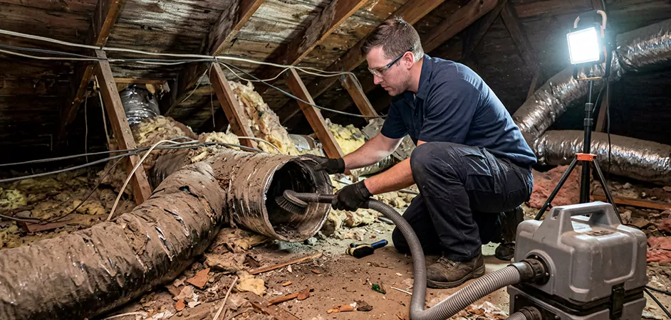 Storm-Damaged Attic Duct Cleaning in Mansfield