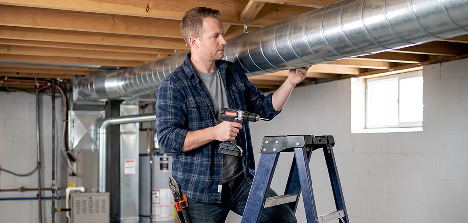 Exposed Spiral Ductwork in Mansfield