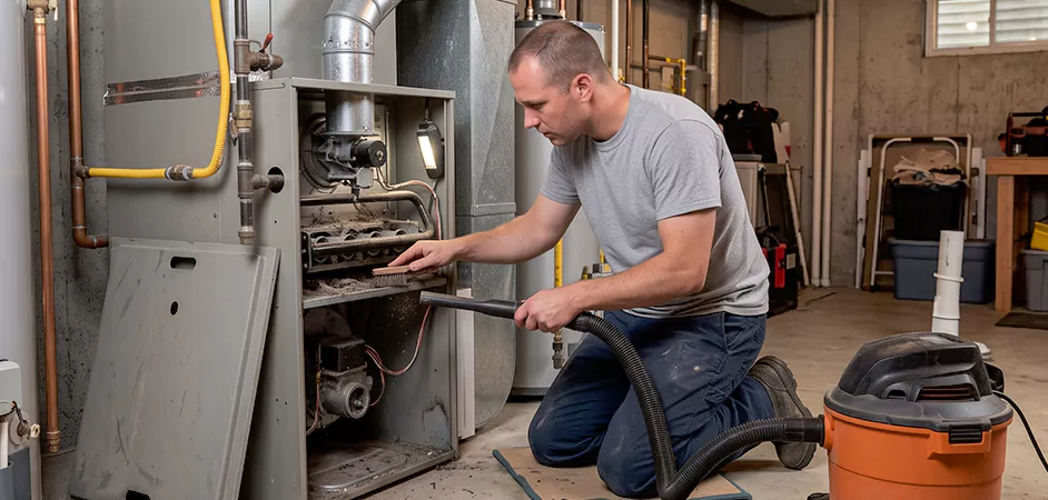 Burner and Heater Compartment Lint Removal in Mansfield