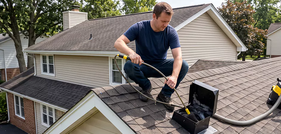 Multi-Story Roof Dryer Vent Cleaning in Mansfield
